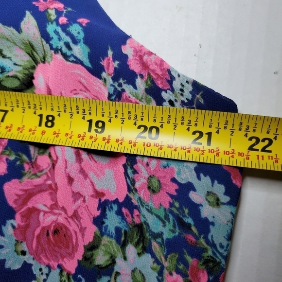 Torrid Floral Print Blue & Pink Chiffon Layered Tank Blouse Top Size 1X - Picture 7 of 8